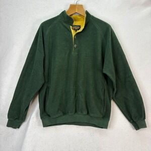 Vintage Straight Down Fleece Pullover Jacket Mens Large Green‎ Golf Made in USA